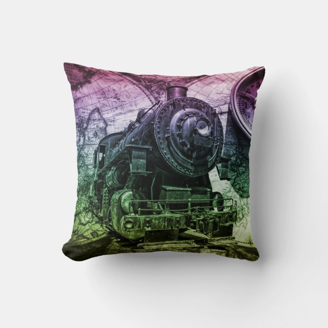Coussin Locomotive à vapeur vintage (Recto)