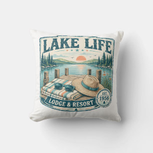 Coussin Lodge Lake Life & Resort Retraite vintage au bord 