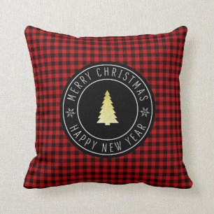Coussin Loge de Joyeux Noël de plaid de Buffalo