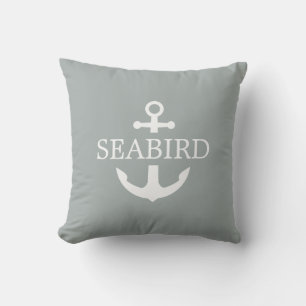 Coussin Logo d'Ancres et nom de bateau personnalisé. Vert 