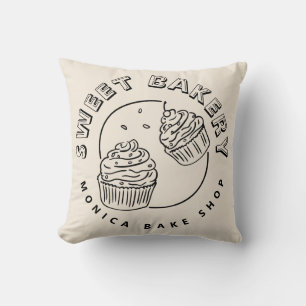 Coussin Logo de boulangerie sucrée vintage