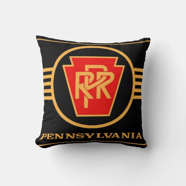 Coussin Logo de chemin de fer de la Pennsylvanie, noir et (Recto)