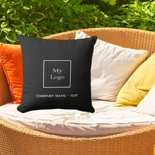 Coussin Logo de l'entreprise noir blanc élégant
