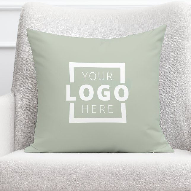 Coussin Logo de l'entreprise personnalisée Sage vert (Créateur téléchargé)