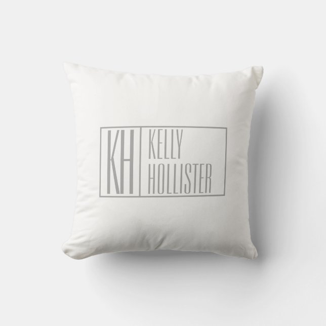 Coussin Logo de nom et initiales gris moderne (Recto)
