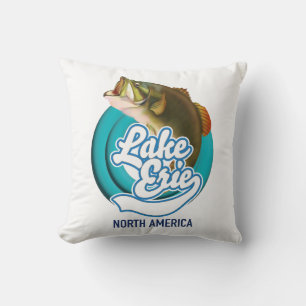 Coussin Logo de pêche du lac Érié en Amérique du Nord
