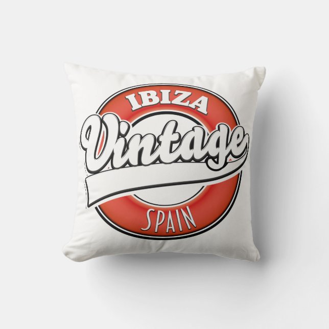Coussin Logo de style vintage d'Ibiza Espagne (Recto)