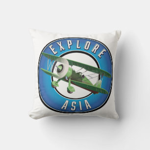 Coussin Logo de style vintage Explore Asie Magnet