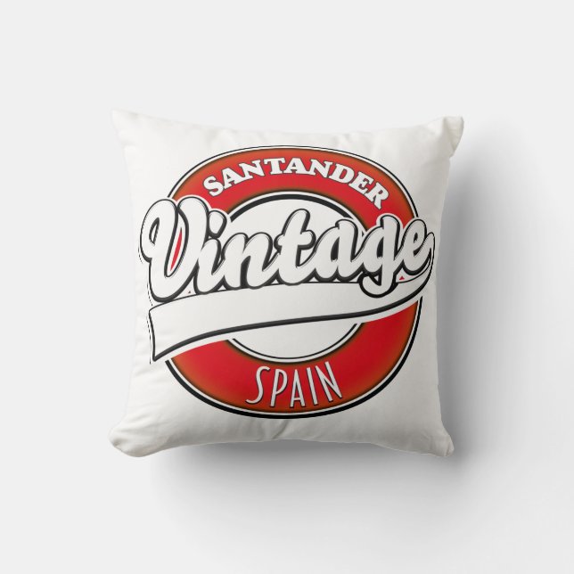 Coussin Logo de style vintage Santander Espagne (Recto)