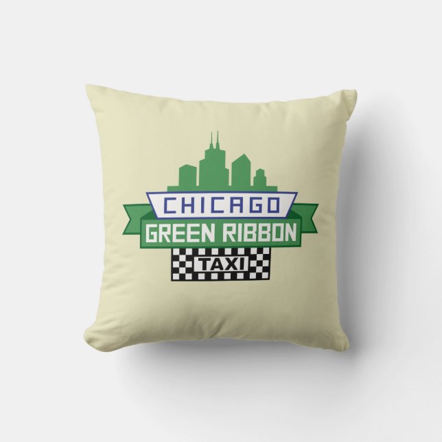Coussin Logo de taxi au ruban vert de Chicago - Art du ven (Recto)