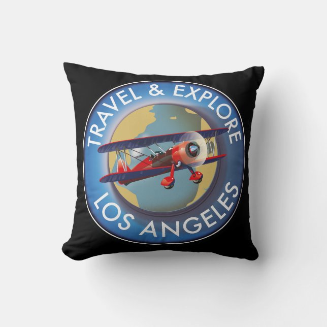 Coussin Logo de voyage explorer Los Angeles (Recto)