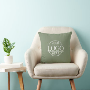Coussin Logo d'entreprise vert sauge moderne pour société
