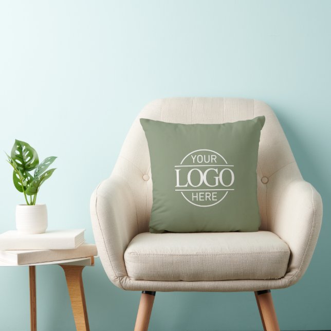 Coussin Logo d'entreprise vert sauge moderne pour société (Chaise)