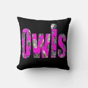 Coussin Logo du nom des Chouettes roses,