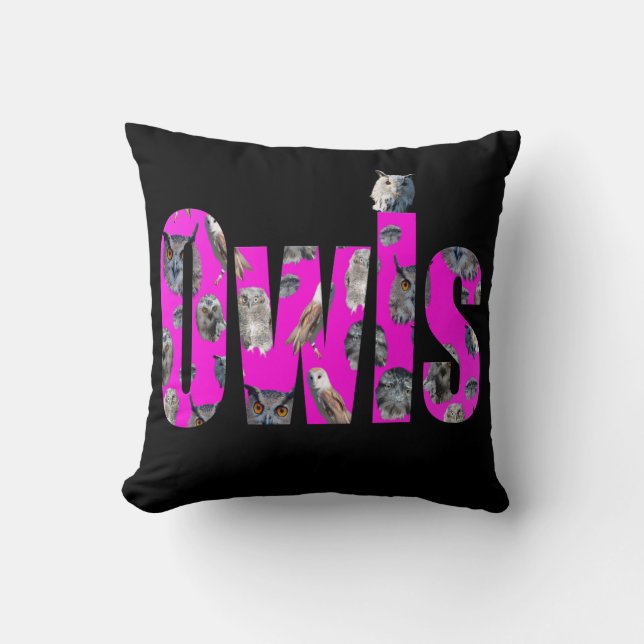 Coussin Logo du nom des Chouettes roses, (Recto)