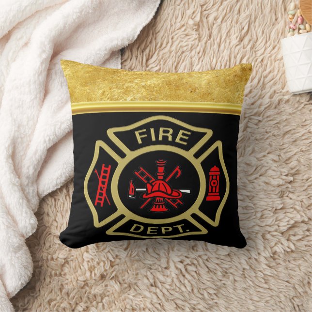 Coussin Logo du service d'incendie Or et insigne arrière o (Couverture)