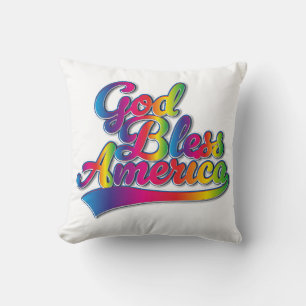 Coussin logo God Bless America arc-en-ciel