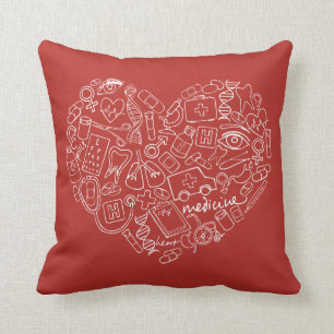 Coussin Logo médial tiré par la main de griffonnage