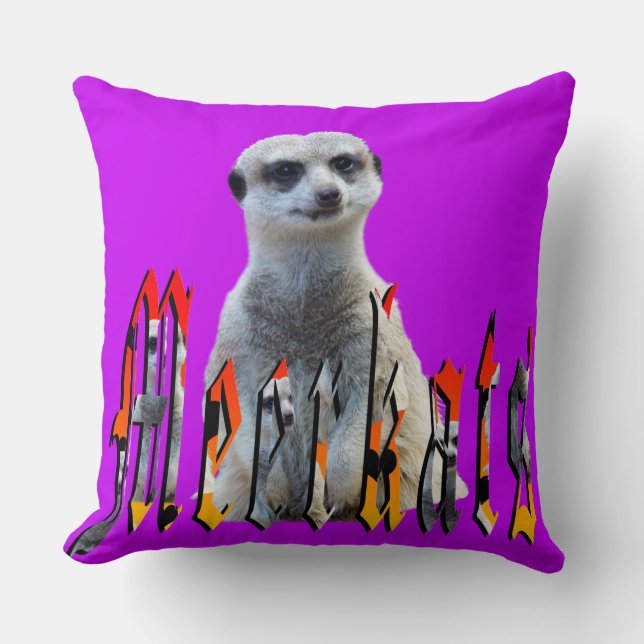 Coussin Logo Meerkat Et Meerkats, Poussin À Jeu Violet. (Recto)