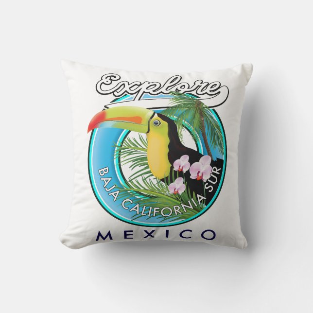 Coussin Logo rétro de Basse-Californie du Sud Mexique (Recto)