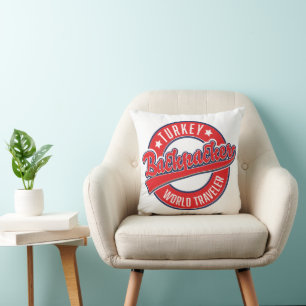 Coussin Logo rétro de routard en Turquie voyageur du monde