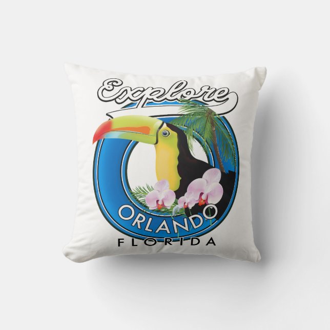 Coussin Logo rétro pour explorer Orlando Floride. (Recto)