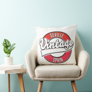 Coussin logo Séville Espagne style rétro