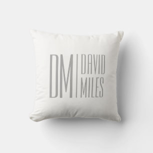 Coussin Logo Stylish Minimal & Modern Grey Initiales & Nom