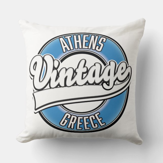 Coussin logo vintage Athènes Grèce (Recto)