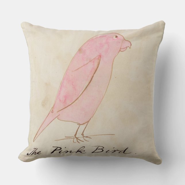 Coussin L'oiseau rose, de 'seize dessins de BIR comique (Recto)
