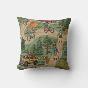 Coussin Loisirs en plein air motif vintage sans faille ave
