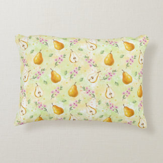 Coussin Lombaire Aquarelle Poire Jaune & Floral Pr
