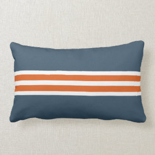 Coussin lombaire bleu avec les rayures oranges et