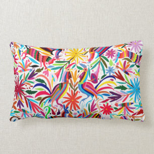 Coussin lombaire coloré d'Otomi, broderie