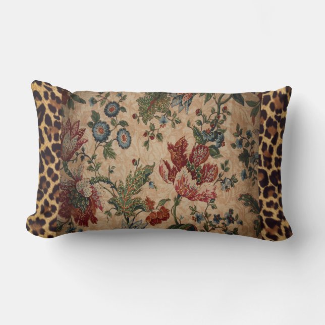 Coussin lombaire dans le léopard et le tissu (Recto)