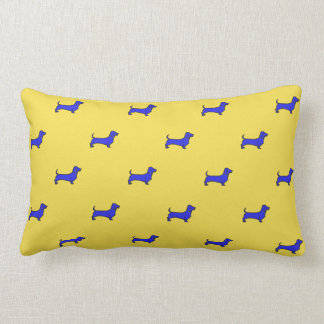 Coussin lombaire de Daschund - bleu carrelé sur