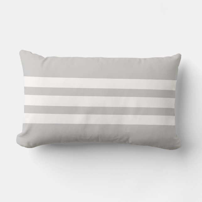 Coussin lombaire de rayure triple blanche et grise (Recto)