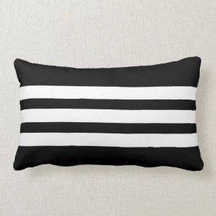 Coussin lombaire de rayure triple blanche et noire