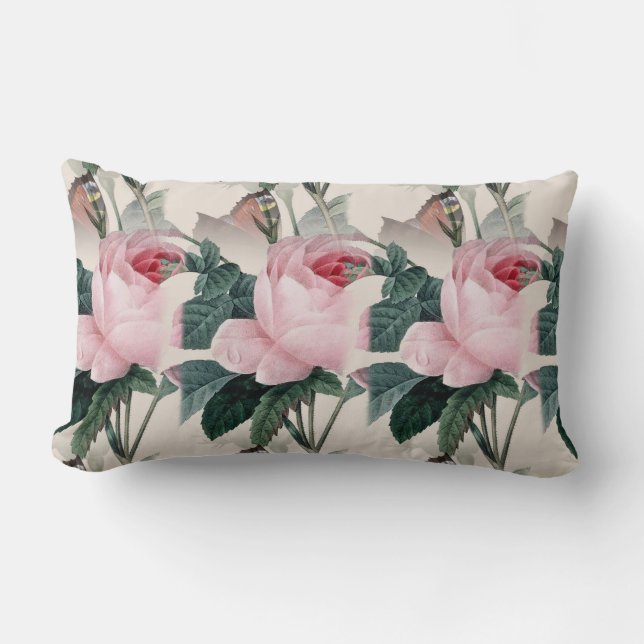 Coussin lombaire d'impression vintage rose de (Recto)
