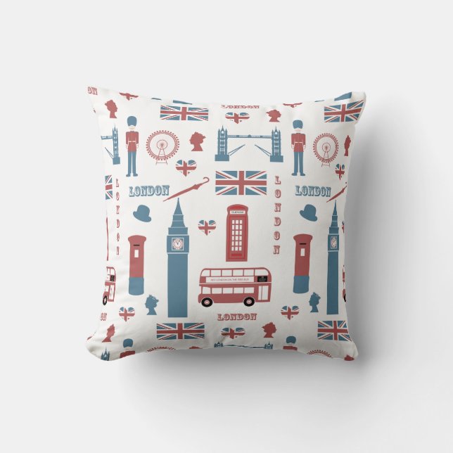 Coussin London England Big Ben English Flag Queen's Guard (Recto)