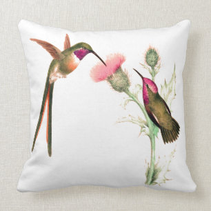 Coussin Long carreau coupé la queue de fleurs d'oiseaux de