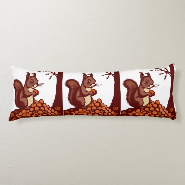 🐿️ Coussin Long Écureuil d'Automne (Devant)