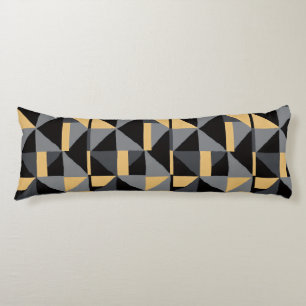 Coussin Long Géométrie Noir, Or Style Artisanal