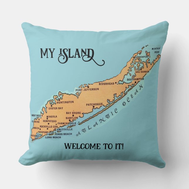 Coussin Long Island - Bienvenue  (Recto)
