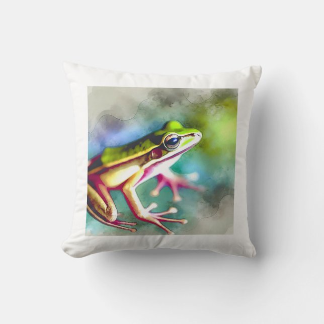 Coussin Long legged frog 100924AREF149 - Watercolor (Recto)