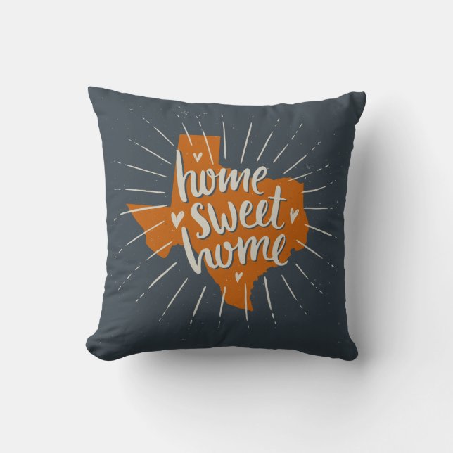 Coussin Longhorn Burnt Orange Home Sweet Home - Texas (Recto)