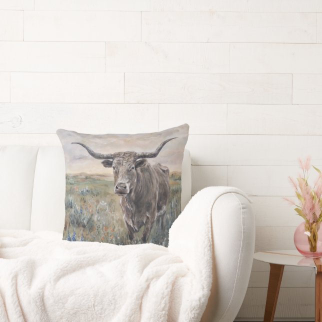 Coussin "Longhorn" Peint à la main (Canapé)