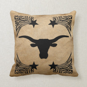 Coussin Longhorn Steer Silhouette