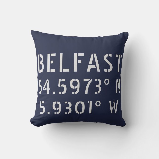 Coussin Longitude Belfast Latitude (Recto)