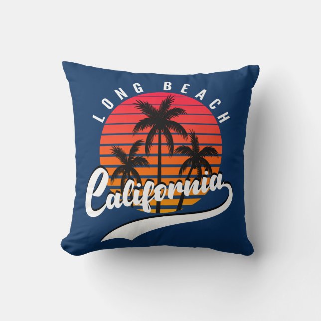 Coussin Longue Plage Retro Coucher de soleil (Recto)